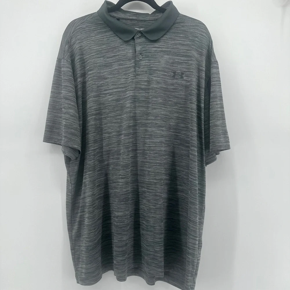 Under Armour Performance Polo Mens XXL 2XL Gray Heathered Short Sleeve Shirt - Picture 2 of 8